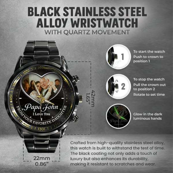 Heart Frame Photo Upload - Family Custom Stainless Steel Metal Watch