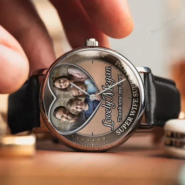 Heart Frame Photo Upload - Family Custom Stainless Steel Metal Watch