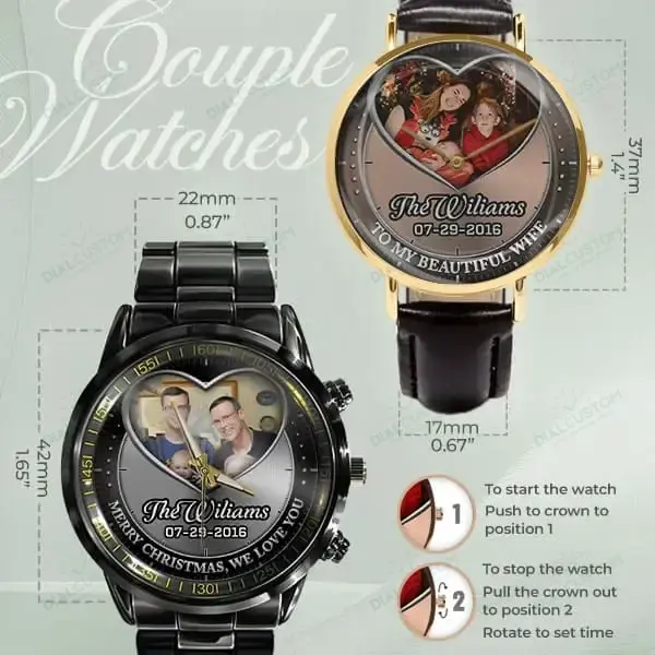 Heart Frame Photo Upload - Family Custom Stainless Steel Metal Watch