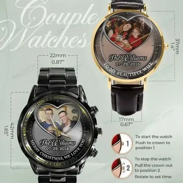 Heart Frame Photo Upload - Family Custom Stainless Steel Metal Watch