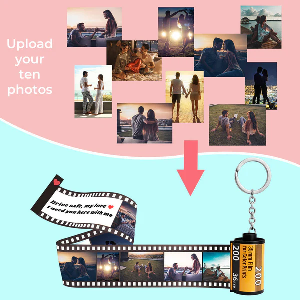 Personalized Photo Film Roll Camera Keychain Gift