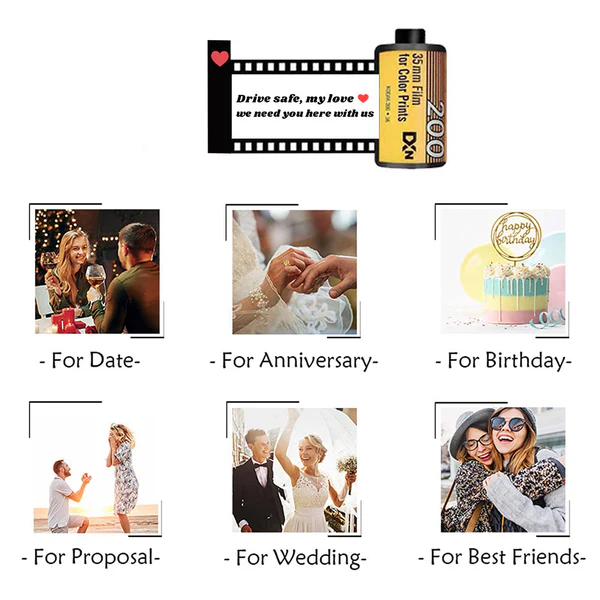 Personalized Photo Film Roll Camera Keychain Gift