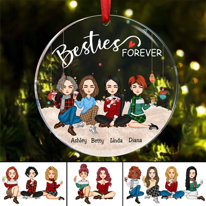 Besties - Besties Forever - Personalized Circle Ornament