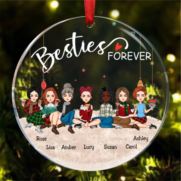 Besties - Besties Forever - Personalized Circle Ornament