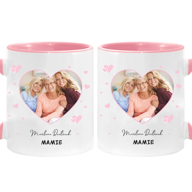 Personalized Heart Shaped Picture 11 Ounce Ceramic Coffee Mug for Friends and Family