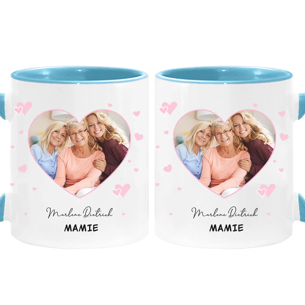 Personalized Heart Shaped Picture 11 Ounce Ceramic Coffee Mug for Friends and Family