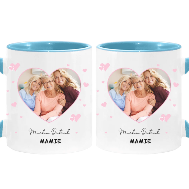 Personalized Heart Shaped Picture 11 Ounce Ceramic Coffee Mug for Friends and Family