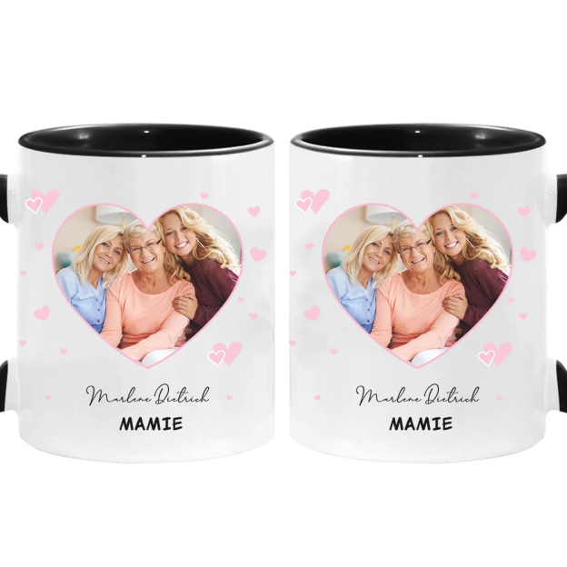 Personalized Heart Shaped Picture 11 Ounce Ceramic Coffee Mug for Friends and Family