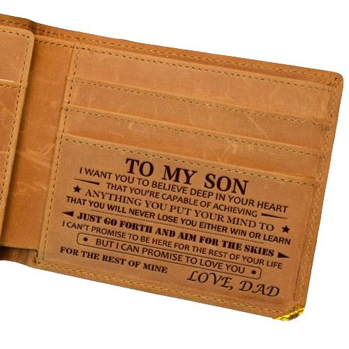 Christmas 2024-Mom to Son Wallet-Engraved Wallet For Son-Wallet for Son From Mom & Dad- Leather Wallet-Mens Wallet-Christmas Gift Birthday Gift-Gift For Son Cannot Be Customized