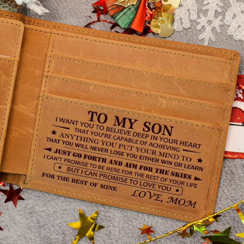 Christmas 2024-Mom to Son Wallet-Engraved Wallet For Son-Wallet for Son From Mom & Dad- Leather Wallet-Mens Wallet-Christmas Gift Birthday Gift-Gift For Son Cannot Be Customized