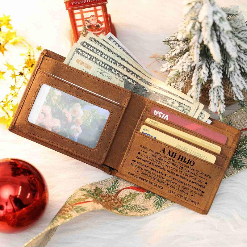 Christmas 2024-Mom to Son Wallet-Engraved Wallet For Son-Wallet for Son From Mom & Dad- Leather Wallet-Mens Wallet-Christmas Gift Birthday Gift-Gift For Son Cannot Be Customized