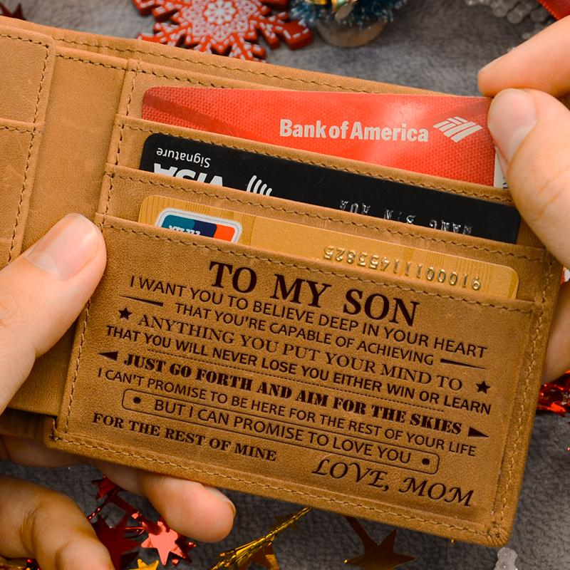 Christmas 2024-Mom to Son Wallet-Engraved Wallet For Son-Wallet for Son From Mom & Dad- Leather Wallet-Mens Wallet-Christmas Gift Birthday Gift-Gift For Son Cannot Be Customized