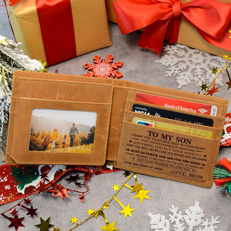 Christmas 2024-Mom to Son Wallet-Engraved Wallet For Son-Wallet for Son From Mom & Dad- Leather Wallet-Mens Wallet-Christmas Gift Birthday Gift-Gift For Son Cannot Be Customized