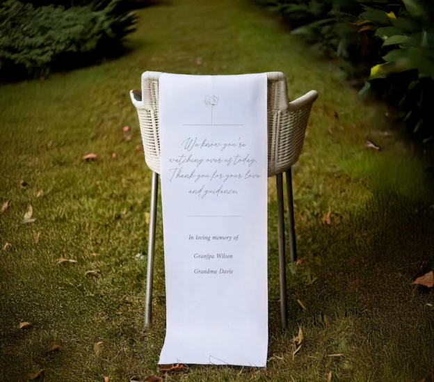 Reserved Wedding Memorial Chair Sign, Personalized Fabric Sign, Wedding Chair Banner In Memory Of Loved Ones, Custom Memorial Wedding Sign