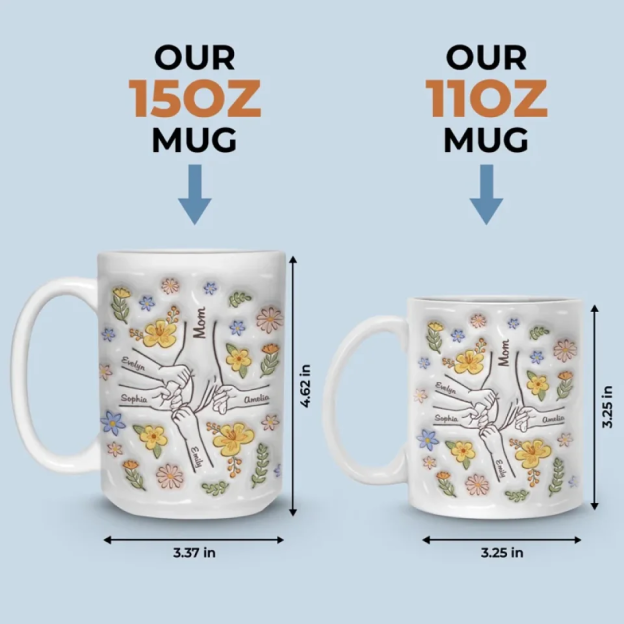 Hand In Hand, Gift For Mom, Grandma - Personalized Mug
