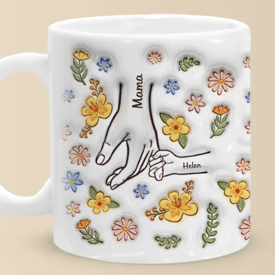 Hand In Hand, Gift For Mom, Grandma - Personalized Mug