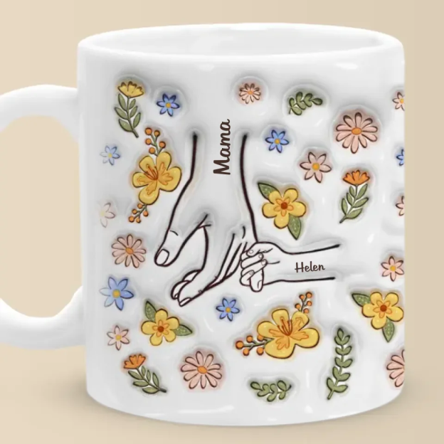 Hand In Hand, Gift For Mom, Grandma - Personalized Mug