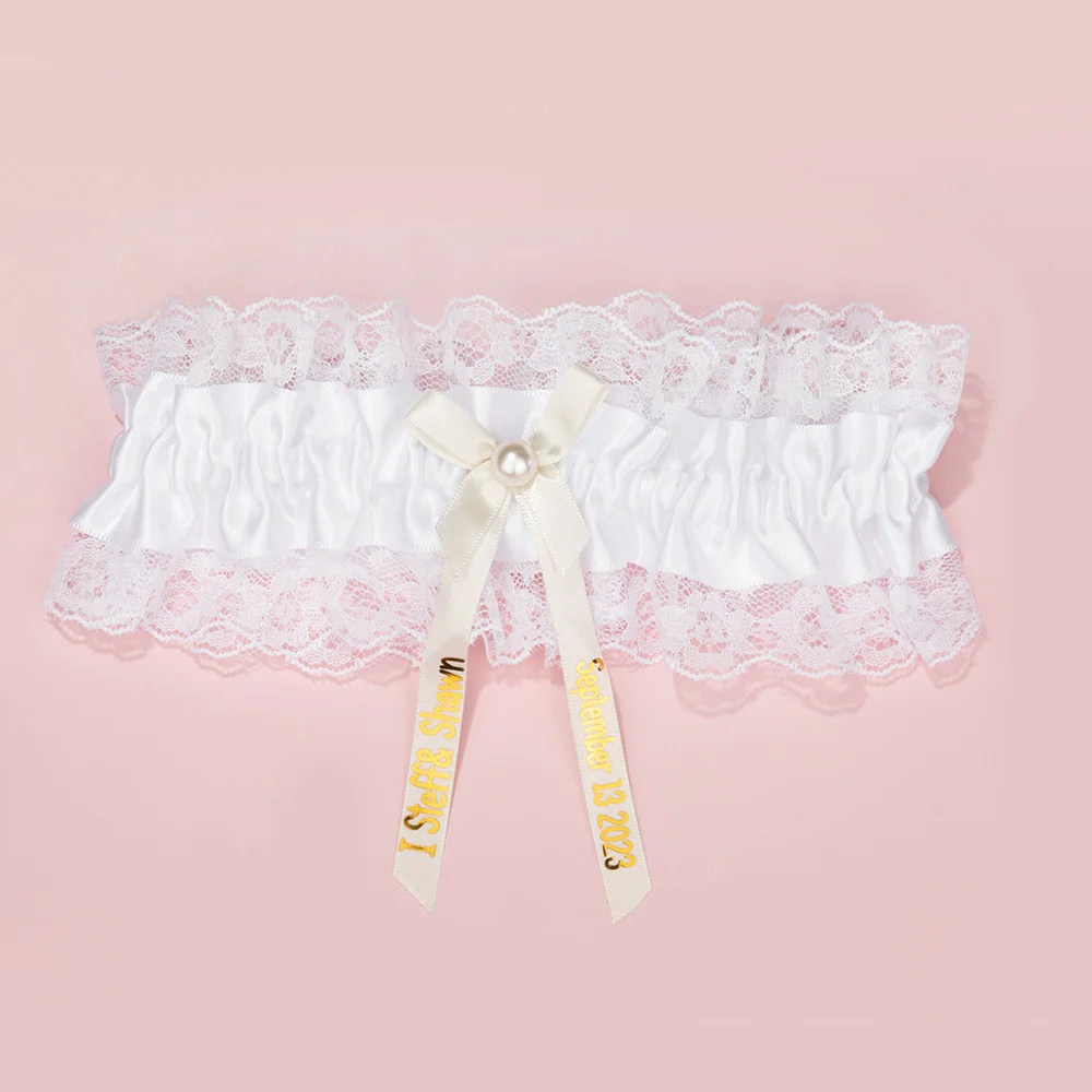 Stretch Pearl Lace Bow Garter