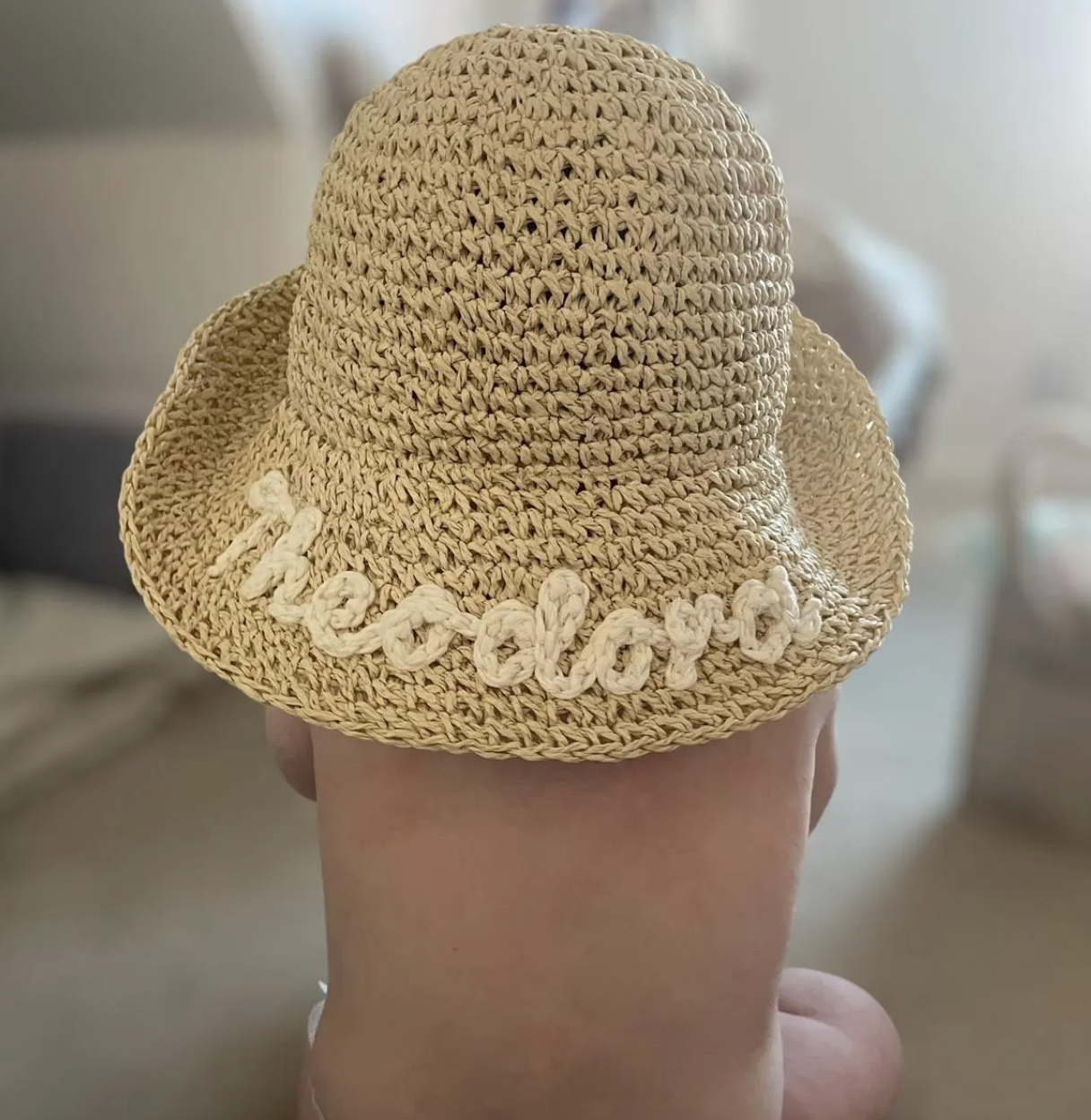 Personalised Hand Embroidered Straw Soft Brim Sun Hat