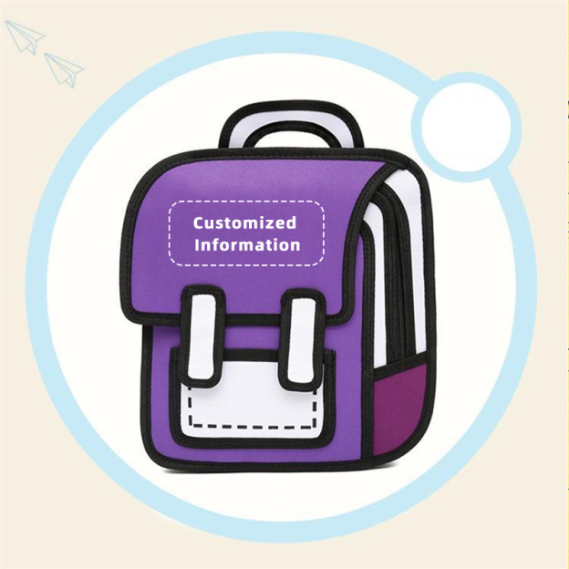 🎒Cute cartoon backpack, drawing style comic fun schoolbag