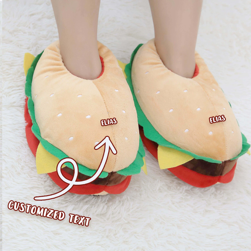 Personalized Hamburger Warm House Shoes