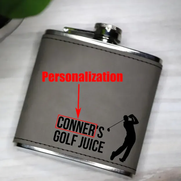 Personalized Leather Engraved Flask