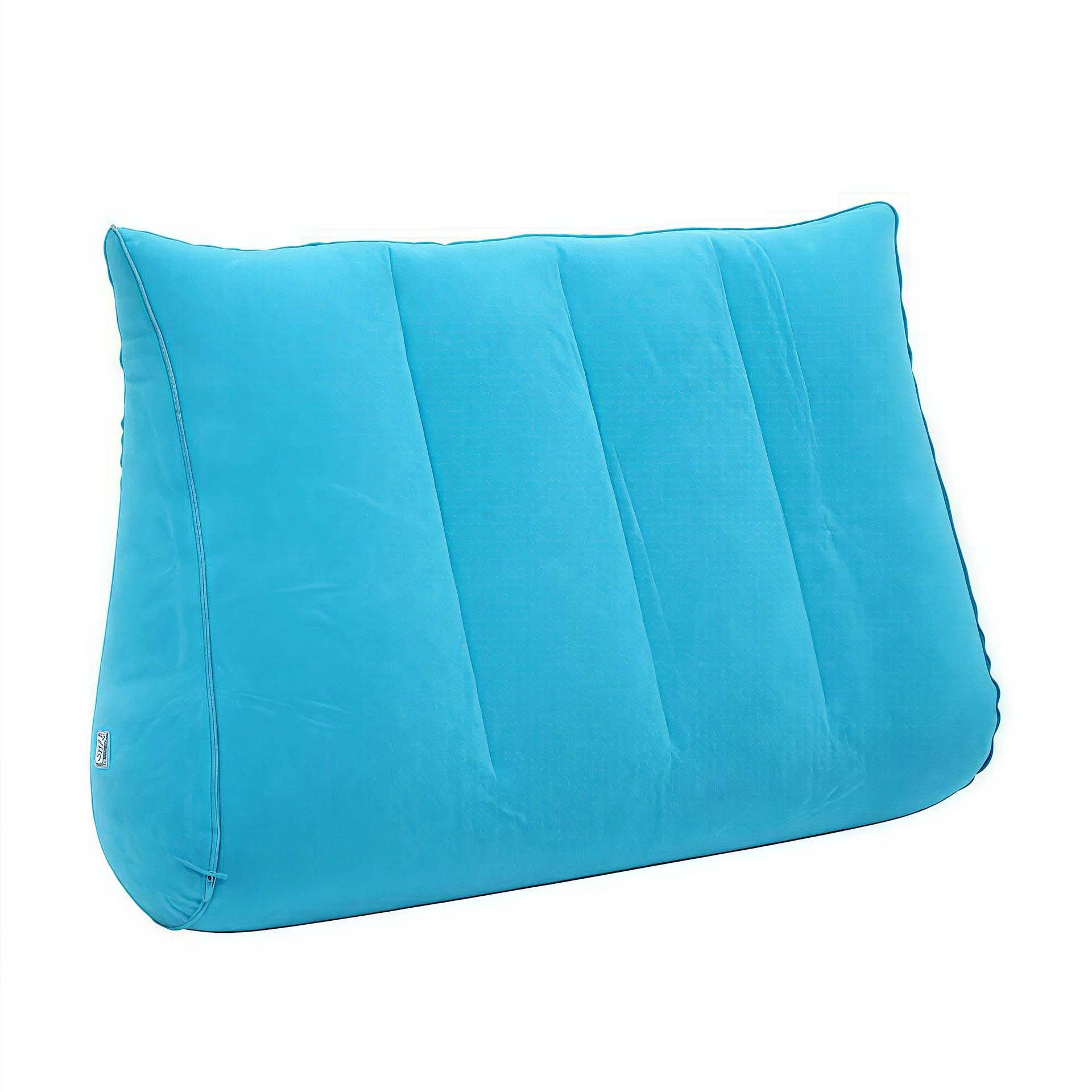 Foldable inflatable wedge-shaped pillow