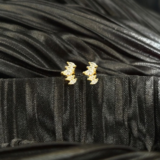 Fashionable zircon flower spike earrings