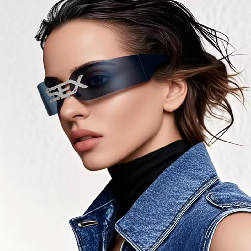 New punk frameless integrated glasses