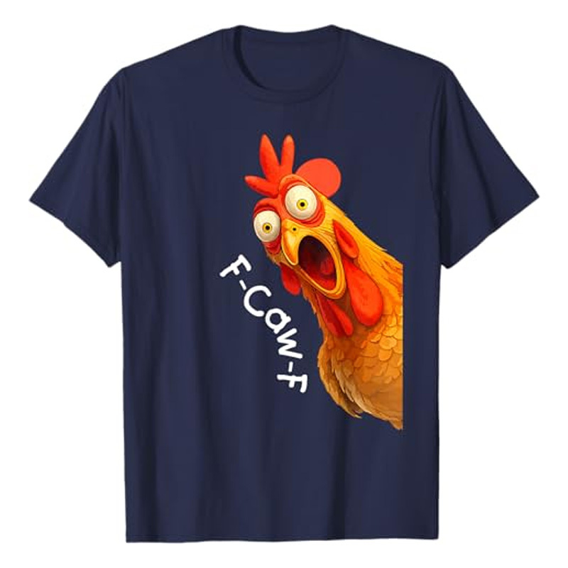 Cotton short-sleeved shirt with rooster print