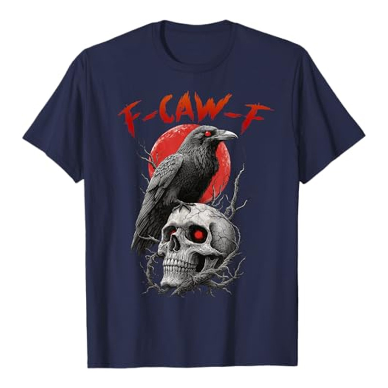 Round neck crow skull print short sleeves