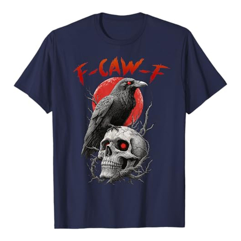 Round neck crow skull print short sleeves