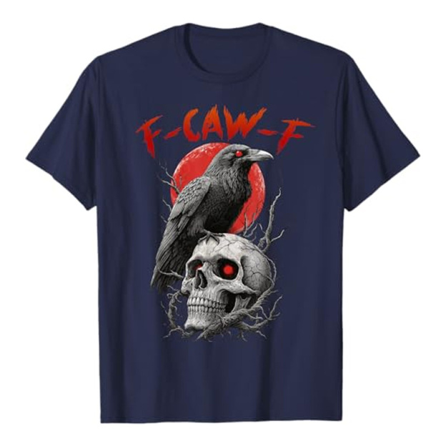 Round neck crow skull print short sleeves