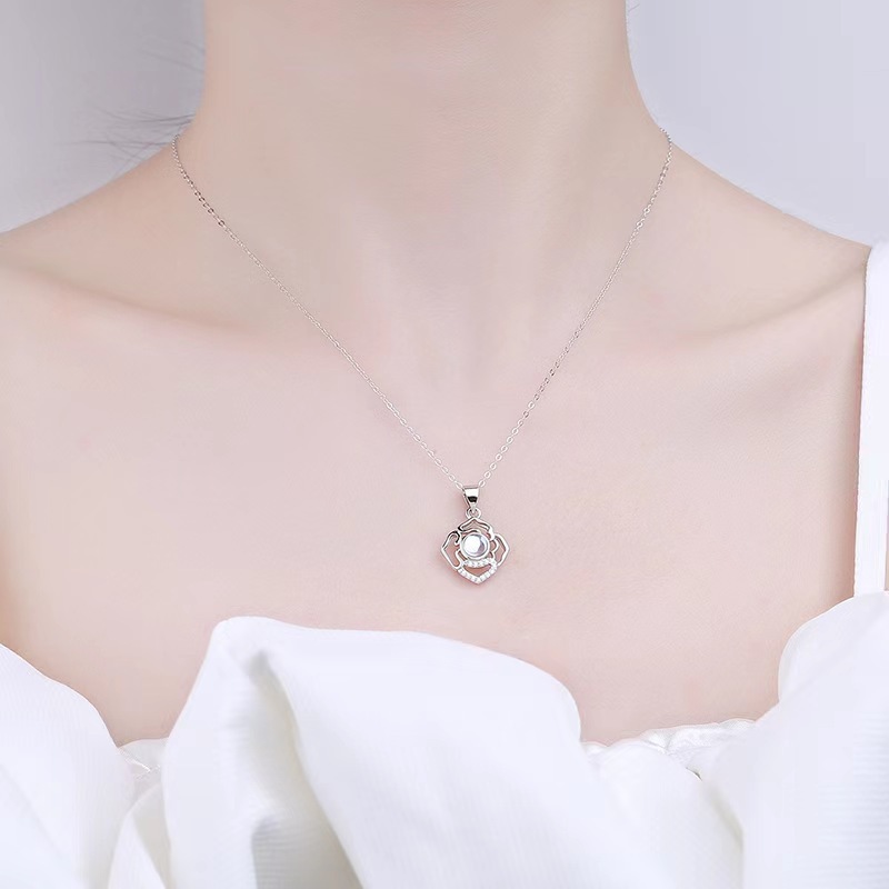 Personalized Carnation Projection Necklace