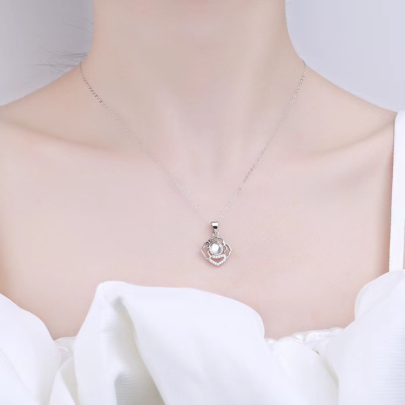 Personalized Carnation Projection Necklace