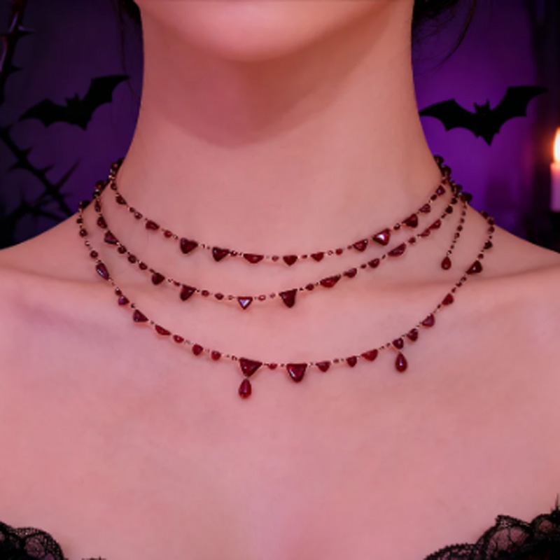 Red teardrop bracelet necklace