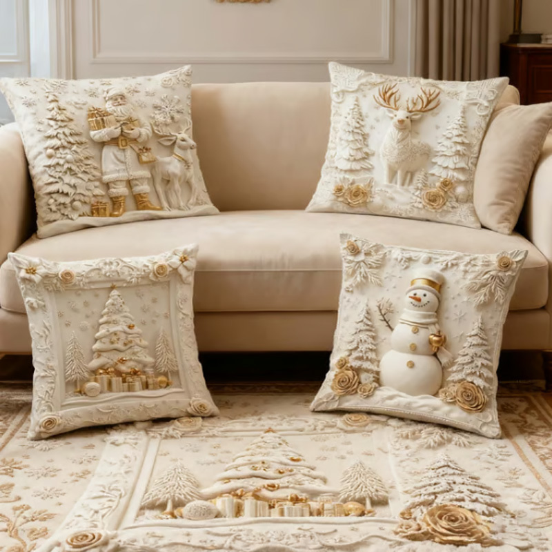 New White Christmas Pillow Set of 4