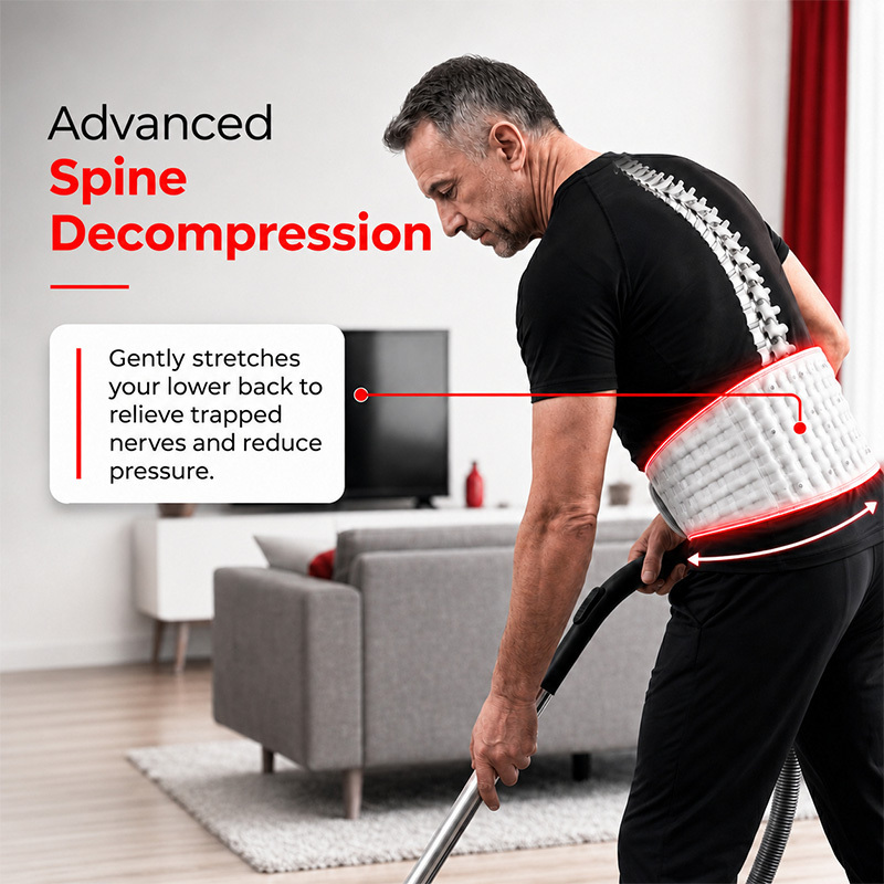 Vibrating massage inflatable waist support belt
