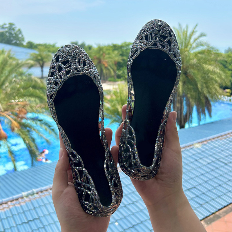 Hollow-out glitter non-slip sandals