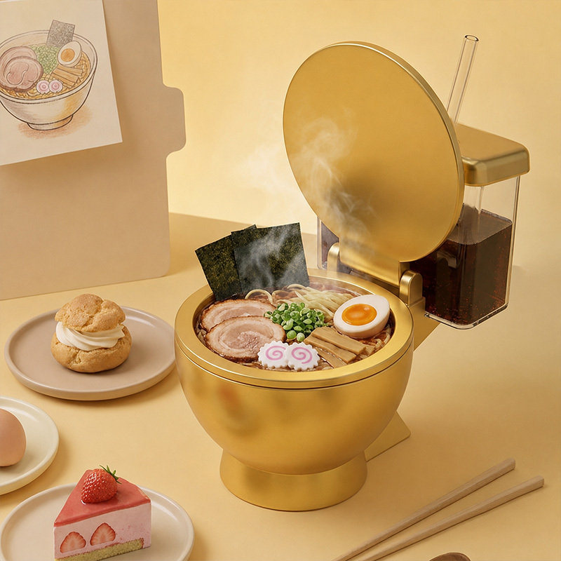 Toilet Shaped Ramen Bowl Set