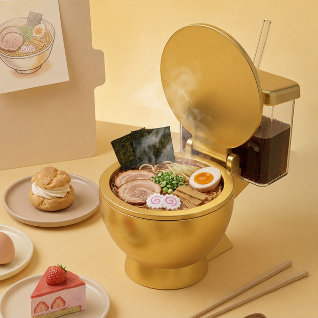 Toilet Shaped Ramen Bowl Set