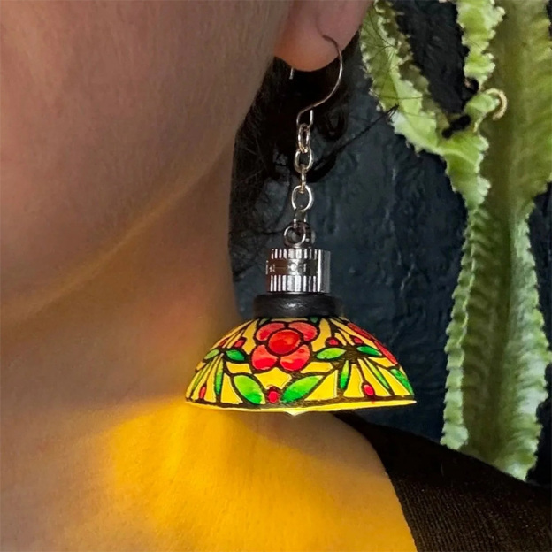 Hand-painted colorful glowing earrings