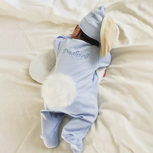 Customized name embroidered baby bunny ears onesie