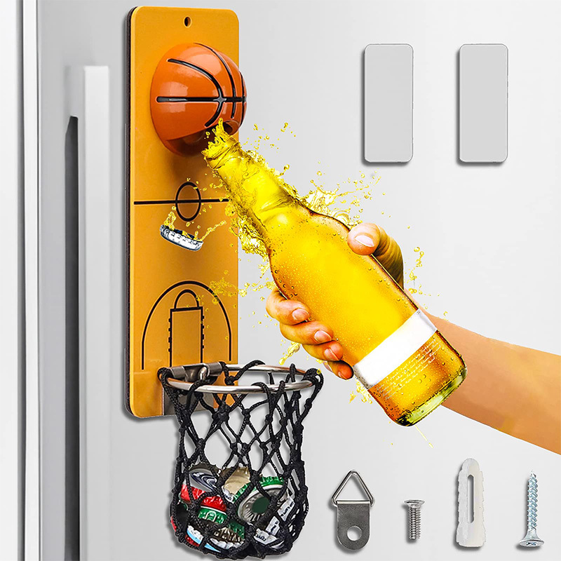 Wall-mounted magnetic bottle opener
