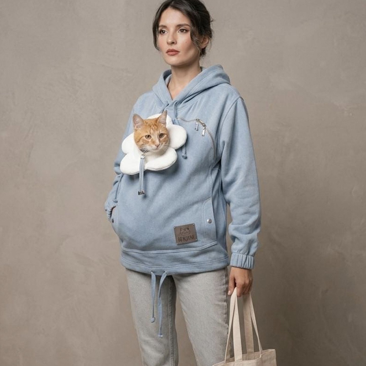 Blue Denim Pet Carrier Hoodie