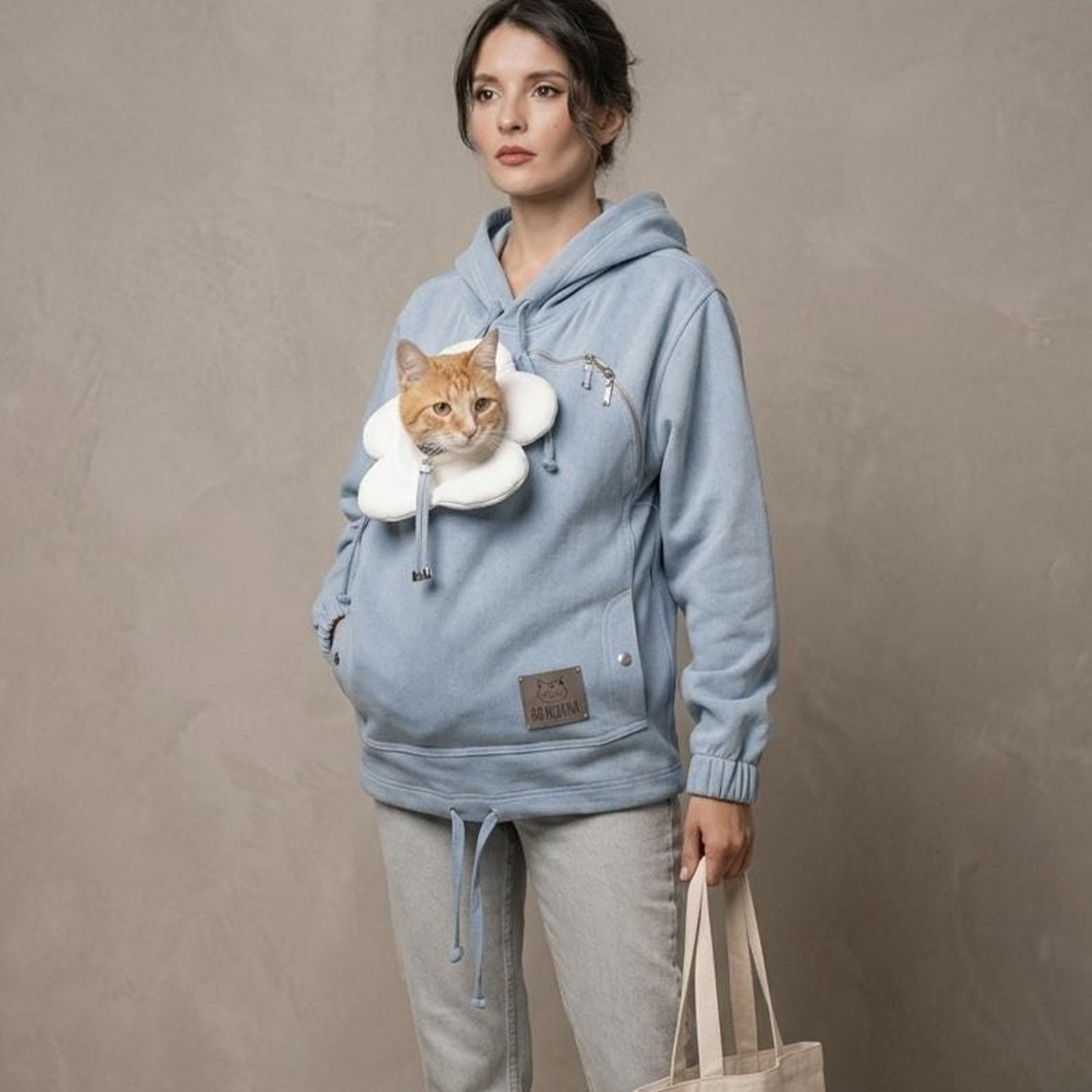 Blue Denim Pet Carrier Hoodie