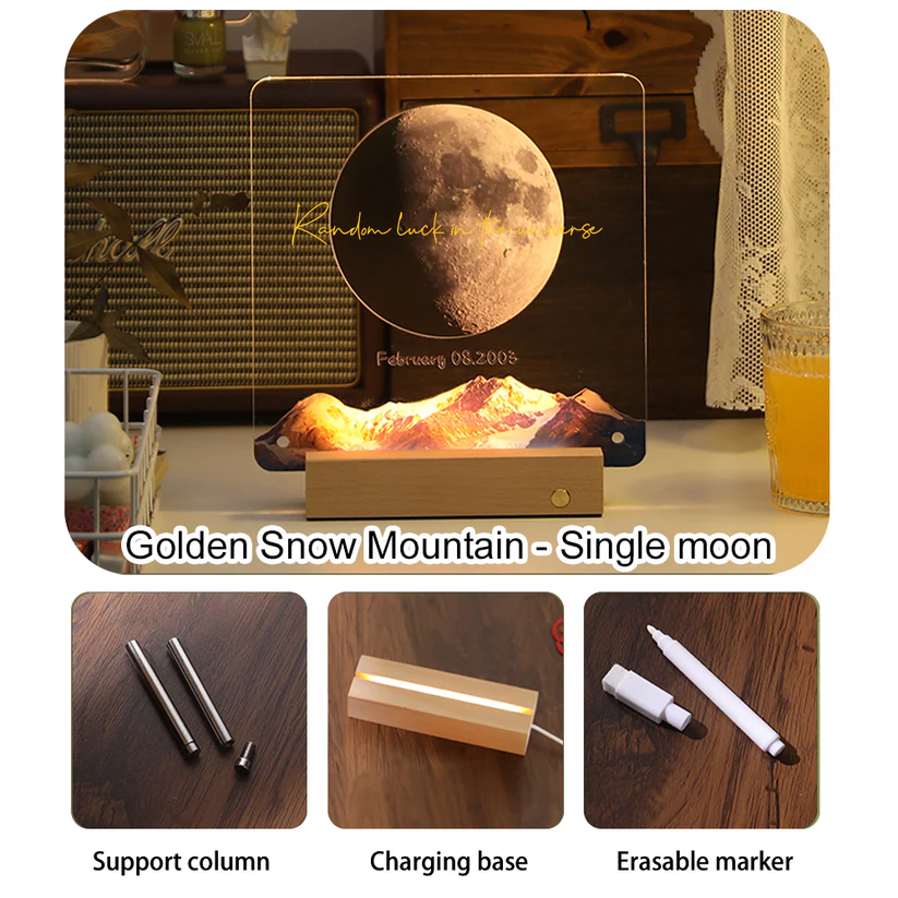 Custom Birth Moon Handwritable Lamp With Same Wallpaper