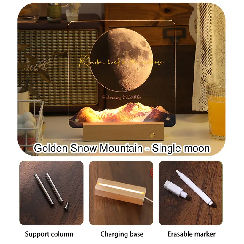 Custom Birth Moon Handwritable Lamp With Same Wallpaper
