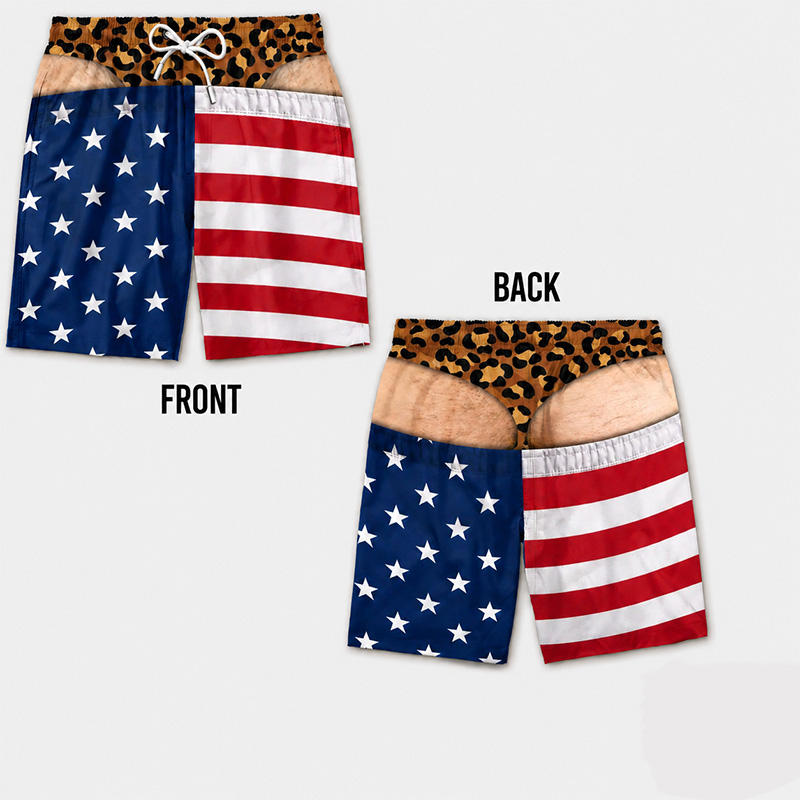 Quirky Visual Print Beach Shorts