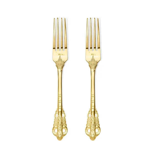 Personalized vintage wedding forks with laser engraving, set of 2